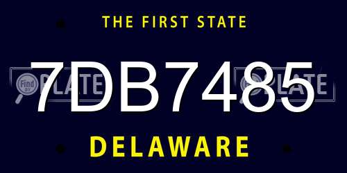 7DB7485 Delaware License Plate