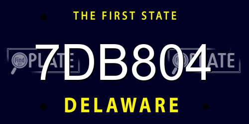7DB804 Delaware License Plate