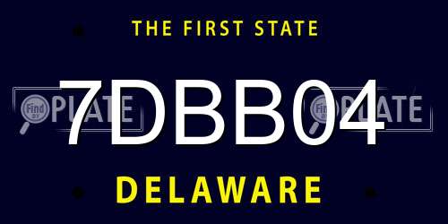 7DBB04 Delaware License Plate