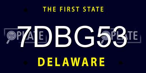 7DBG53 Delaware License Plate