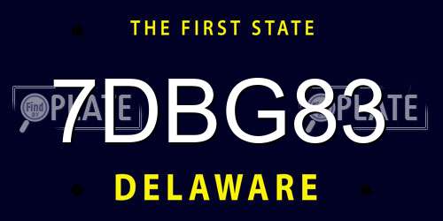 7DBG83 Delaware License Plate