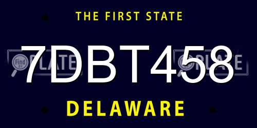 7DBT458 Delaware License Plate