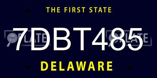 7DBT485 Delaware License Plate