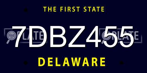 7DBZ455 Delaware License Plate