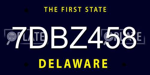 7DBZ458 Delaware License Plate
