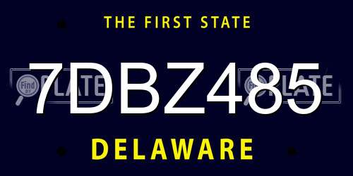 7DBZ485 Delaware License Plate