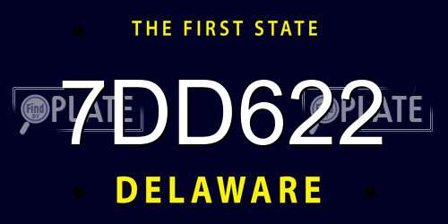 7DD622 Delaware License Plate
