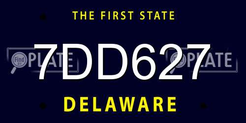 7DD627 Delaware License Plate
