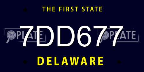 7DD677 Delaware License Plate