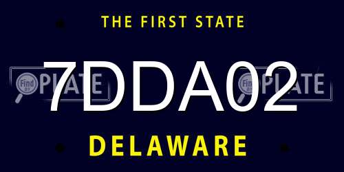 7DDA02 Delaware License Plate