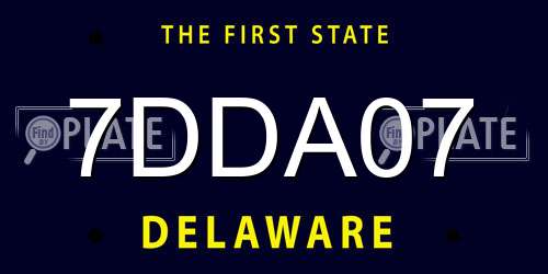 7DDA07 Delaware License Plate