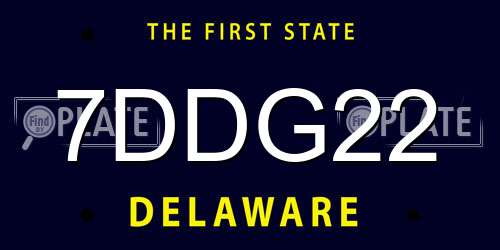 7DDG22 Delaware License Plate