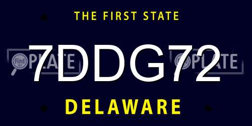 7DDG72 Delaware License Plate