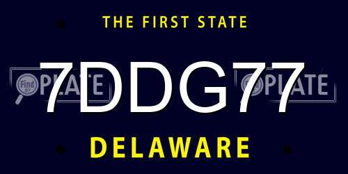 7DDG77 Delaware License Plate