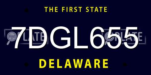 7DGL655 Delaware License Plate