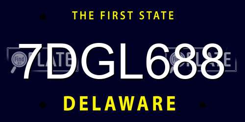 7DGL688 Delaware License Plate