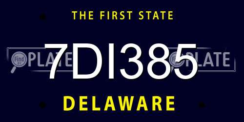 7DI385 Delaware License Plate