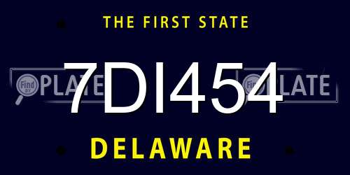 7DI454 Delaware License Plate