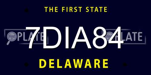 7DIA84 Delaware License Plate