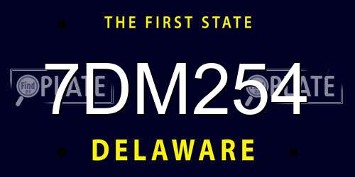 7DM254 Delaware License Plate
