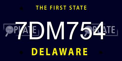 7DM754 Delaware License Plate