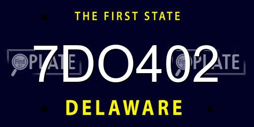 7DO402 Delaware License Plate
