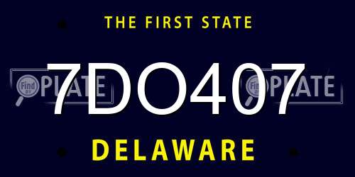 7DO407 Delaware License Plate