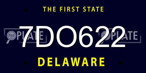 7DO622 Delaware License Plate
