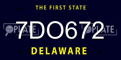 7DO672 Delaware License Plate