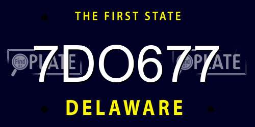 7DO677 Delaware License Plate