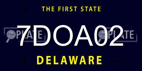 7DOA02 Delaware License Plate