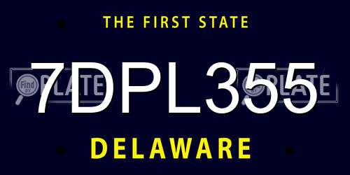 7DPL355 Delaware License Plate