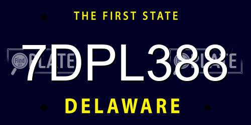 7DPL388 Delaware License Plate