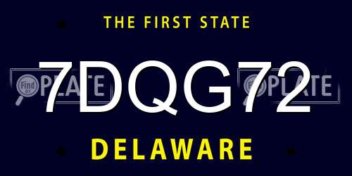 7DQG72 Delaware License Plate