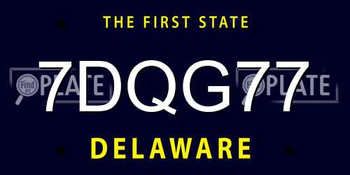 7DQG77 Delaware License Plate