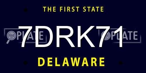 7DRK71 Delaware License Plate