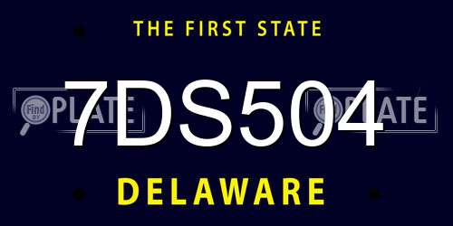 7DS504 Delaware License Plate