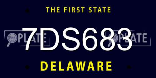 7DS683 Delaware License Plate