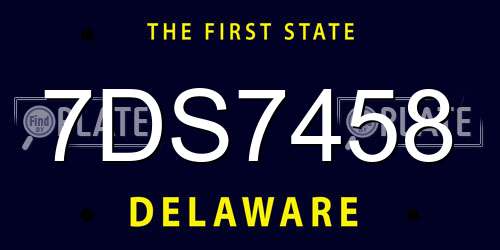 7DS7458 Delaware License Plate