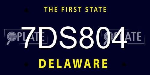 7DS804 Delaware License Plate