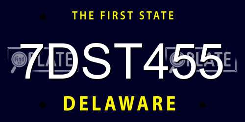 7DST455 Delaware License Plate