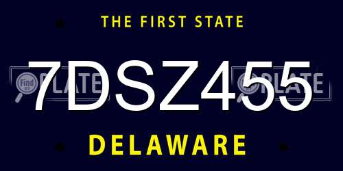 7DSZ455 Delaware License Plate