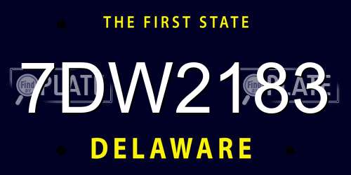 7DW2183 Delaware License Plate