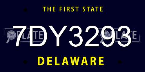 7DY3293 Delaware License Plate