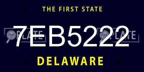 7EB5222 Delaware License Plate