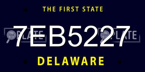 7EB5227 Delaware License Plate