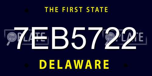 7EB5722 Delaware License Plate