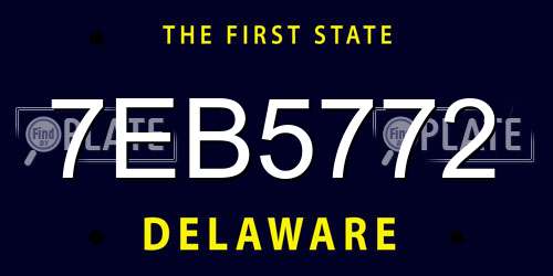 7EB5772 Delaware License Plate