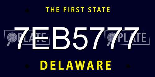 7EB5777 Delaware License Plate