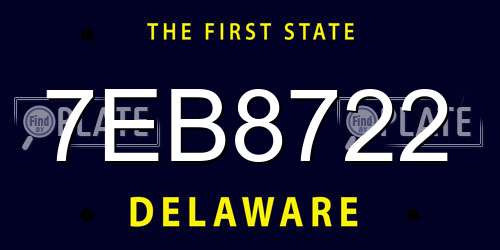 7EB8722 Delaware License Plate